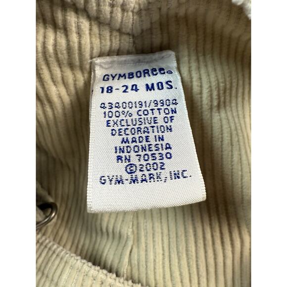 Vtg CORDUROY Overall Jumper Pants Size 18-24 Gymboree Embroidered Drum Tan 2002 - Picture 4 of 4